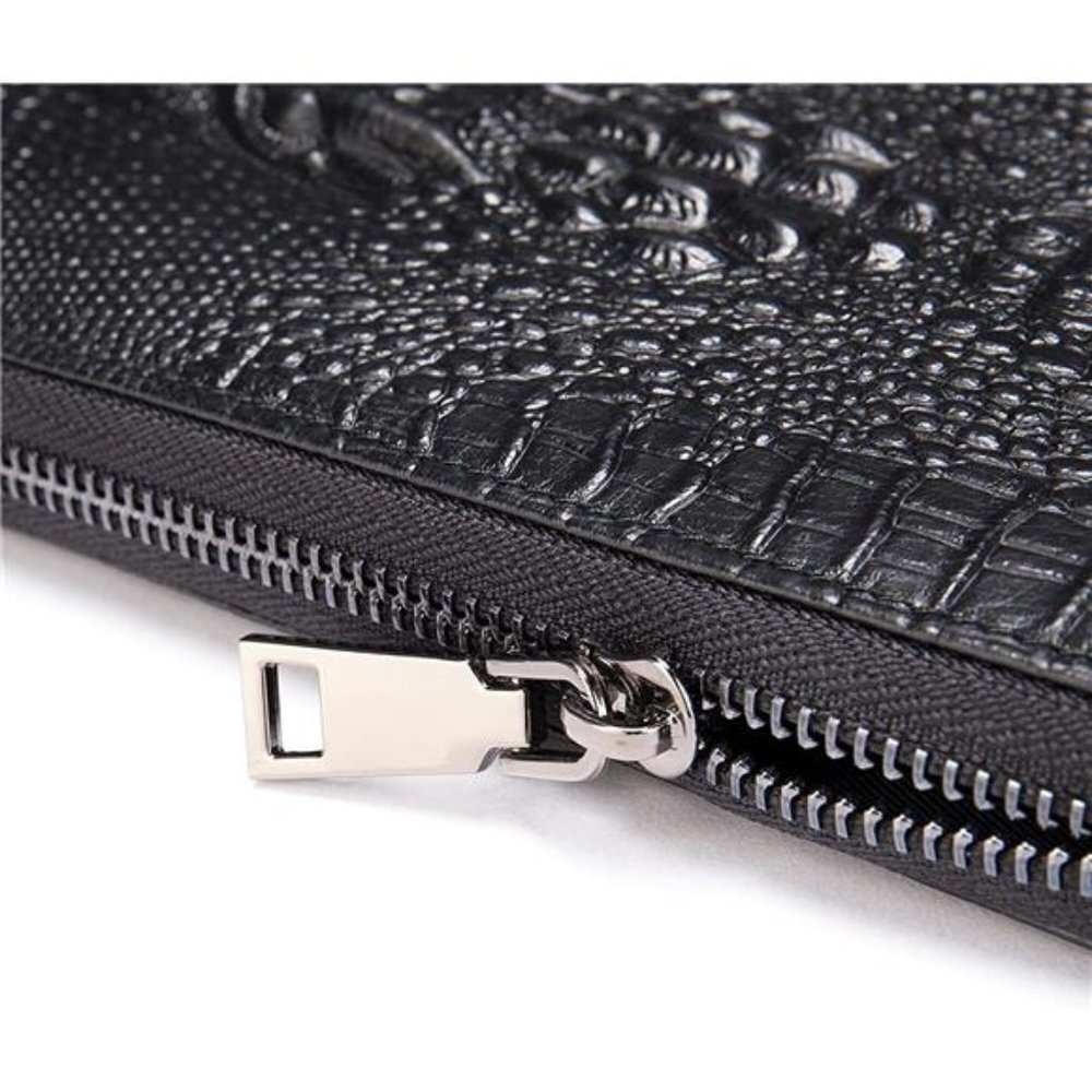 Genuine Leather Cool Long Wallets for Men Personalized Zip Around Wallet Black